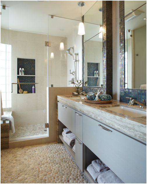 White-Pebble-Tile-Contemporary-Bathroom-Flooring