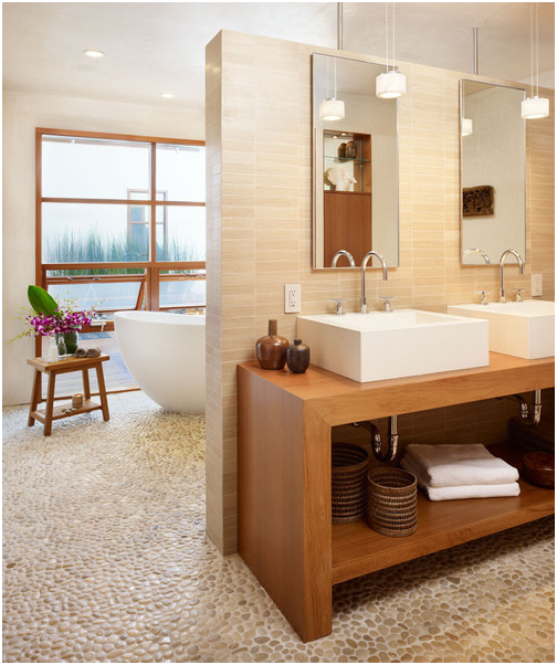 Tan-Pebble-Tile-Tropical-Bathroom-Flooring