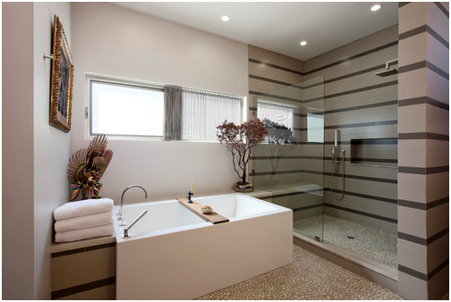 Modern-Bathroom-&-Whoer-with-Tan-Pebble-Tile-Flooring
